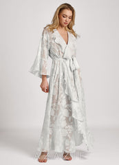 Floral Jacquard Ruffle Long Robe