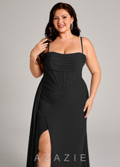Azazie Amyra Black Sheath Off the Shoulder Chiffon Convertible Dress black
