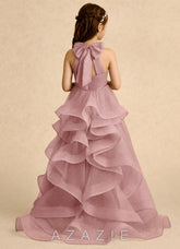 Azazie Emie Dusty Rose A-Line Pleated Tulle Dress