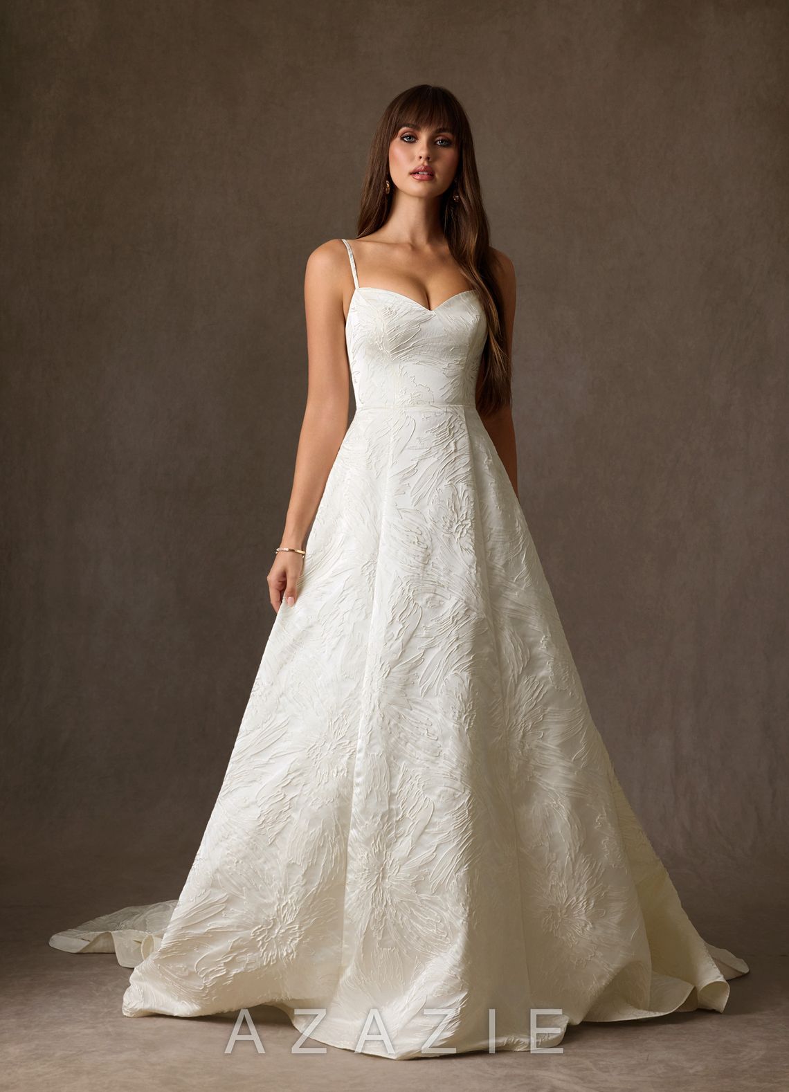 Azazie Selma Antique White A-Line Sweetheart Neckline Jacquard Dress