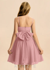 Azazie Bear Junior Dusty Rose A-Line Pleated Chiffon Dress dusty_rose