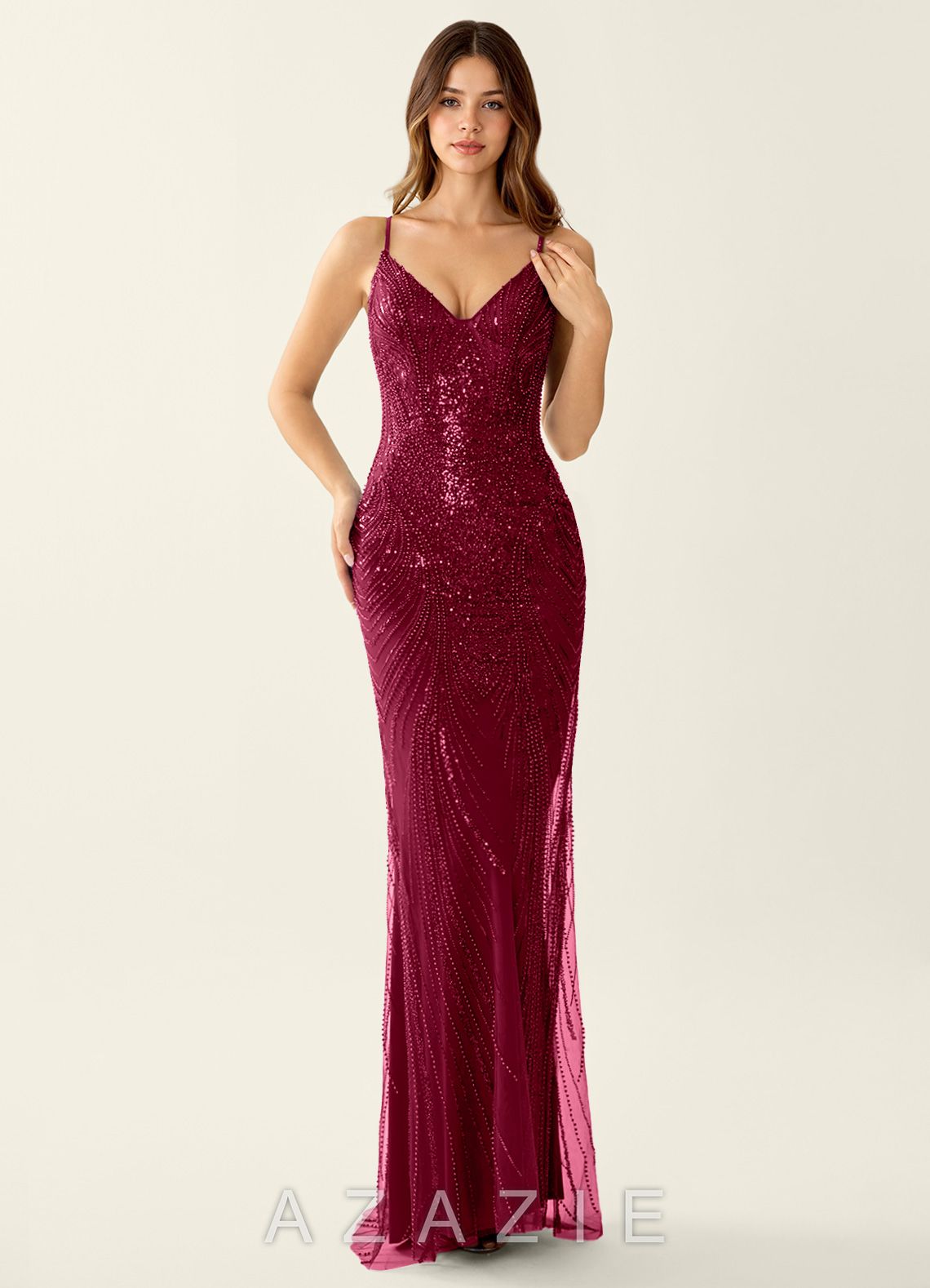 Magnolia Burgundy Sequins Mermaid Maxi Dress