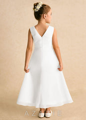 Azazie Edelweiss Ivory A-Line Pleated Chiffon Dress ivory