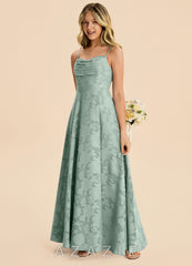 Azazie Bear Junior Agave A-Line Pleated Floral Burnout Dress agave