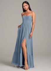 Azazie Kailee Dusty Blue A-Line with Pockets Chiffon Dress dusty_blue