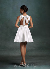 Azazie Alanna Diamond White A-Line Satin Dress diamond_white