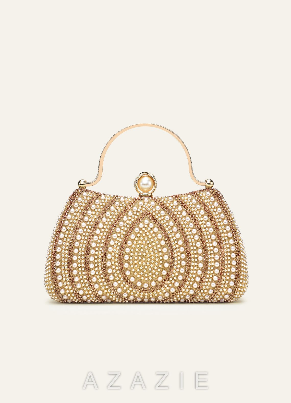 Pearl Beaded Rhinestone Embellished Evening Handbag