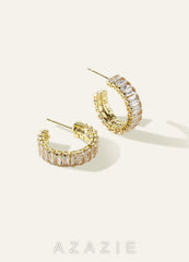 Crystal Baguette Hoop Earrings