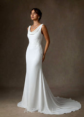 Azazie Maxine Diamond White Sheath Crepe Back Satin Dress
