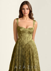 Simone Moss Brown Lace Corset A-line Dress