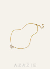 Moonstone Butterfly Pendant Necklace gold