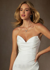 Azazie Brenna Diamond White Mermaid Strapless Crepe Back Satin Dress