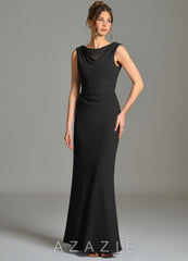 Azazie Kieryn Black Mermaid Pleated Chiffon Dress