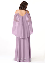 Azazie Cienna Wisteria A-Line Long Sleeve Chiffon Dress wisteria