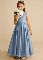 Azazie Cailee Dusty Blue Ball-Gown Pleated Matte Satin Dress dusty_blue