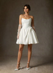 Azazie Granville Diamond White Ball-Gown Strapless Satin Dress