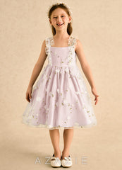 Azazie Krissie Blushing Pink A-Line Ruched Tulle Dress blushing_pink