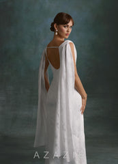 Azazie Georgina Diamond White Sheath Floral Burnout Dress diamond_white