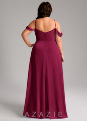 Azazie Marley Burgundy A-Line Off the Shoulder Chiffon Convertible Dress burgundy