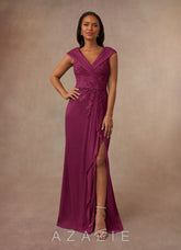 Azazie Calathea Mulberry A-Line Lace Dress