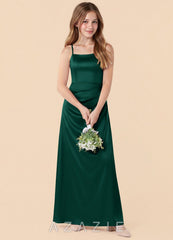 Azazie Renna Junior Emerald Mermaid Pleated Stretch Satin Dress emerald