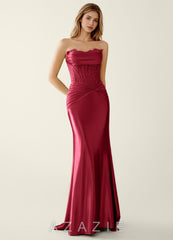 Sasha Burgundy Satin Wrap Corset Mermaid Prom Dress