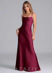 Azazie Seema Burgundy Mermaid Corset Stretch Satin Dress burgundy