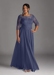 Azazie Harriet Stormy A-Line Scoop lace Mesh Dress stormy