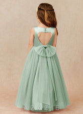 Azazie Muni Agave A-Line Bow Tulle Dress