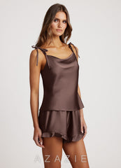Satin Frilled Pajama Set