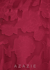 Azazie Tatum Burgundy A-Line Corset Floral Burnout Dress burgundy