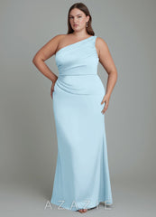 Azazie Akilah Sky Blue Mermaid One Shoulder Stretch Satin Dress sky_blue