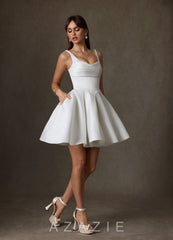 Azazie Zelina Diamond White A-Line Sweetheart Neckline Satin Dress diamond_white