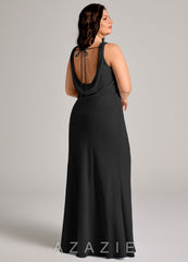 Azazie Rylina Black Mermaid Pleated Chiffon Dress black
