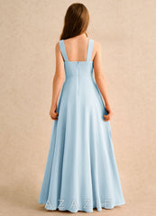 Azazie Makani Girls Formal Sky Blue A-Line Sweetheart Neckline Chiffon Dress sky_blue
