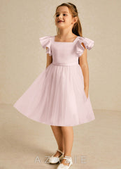 Azazie Kaeya Blushing Pink A-Line Bow Tulle Dress blushing_pink