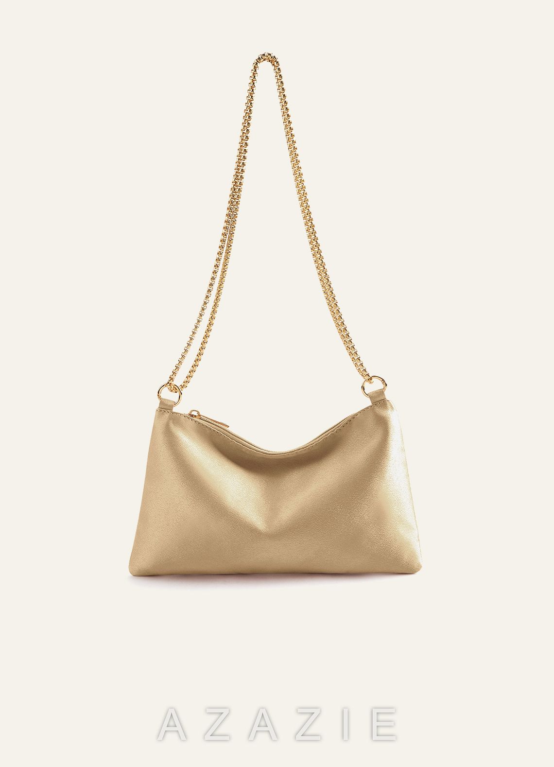 Matching Color Metallic Satin Adjustable Shoulder Bag