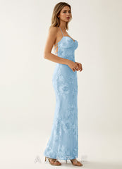 Nasasiya Sky Blue Stretch Lace Opne Back Party Dress