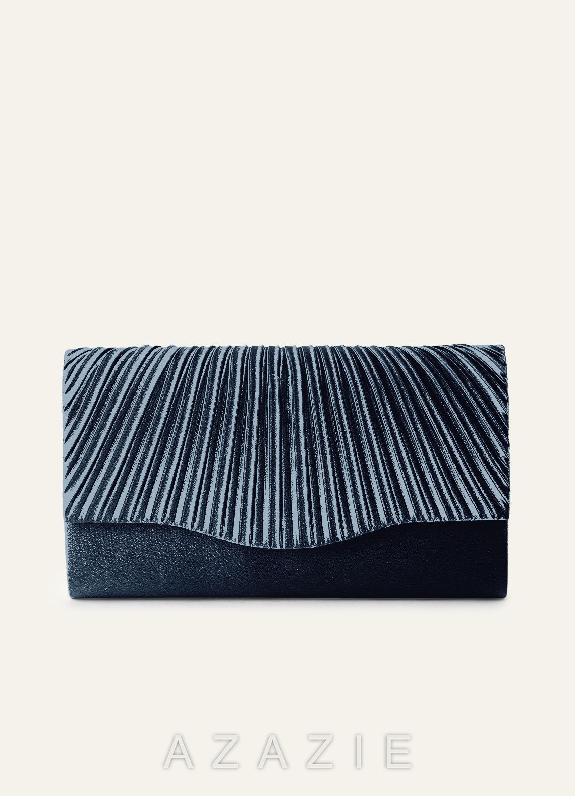Matching Color Pleated Metallic Satin Envelope Clutch