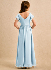 Azazie Milly Girls Formal Sky Blue A-Line Pleated Chiffon Dress sky_blue