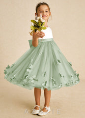 Azazie Sprout Dusty Sage A-Line Bow Tulle Dress dusty_sage
