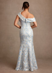 Azazie Zephyra Dusty Blue Mermaid Off the Shoulder Jacquard Dress dusty_blue