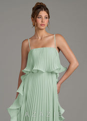 Azazie Alexia Agave A-Line Ruched Chiffon Dress agave