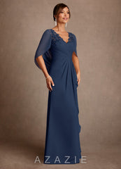Azazie Santa Clara Dark Navy A-Line Lace Dress dark_navy