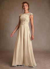 Azazie Christi Champagne A-Line Lace Chiffon Dress champagne