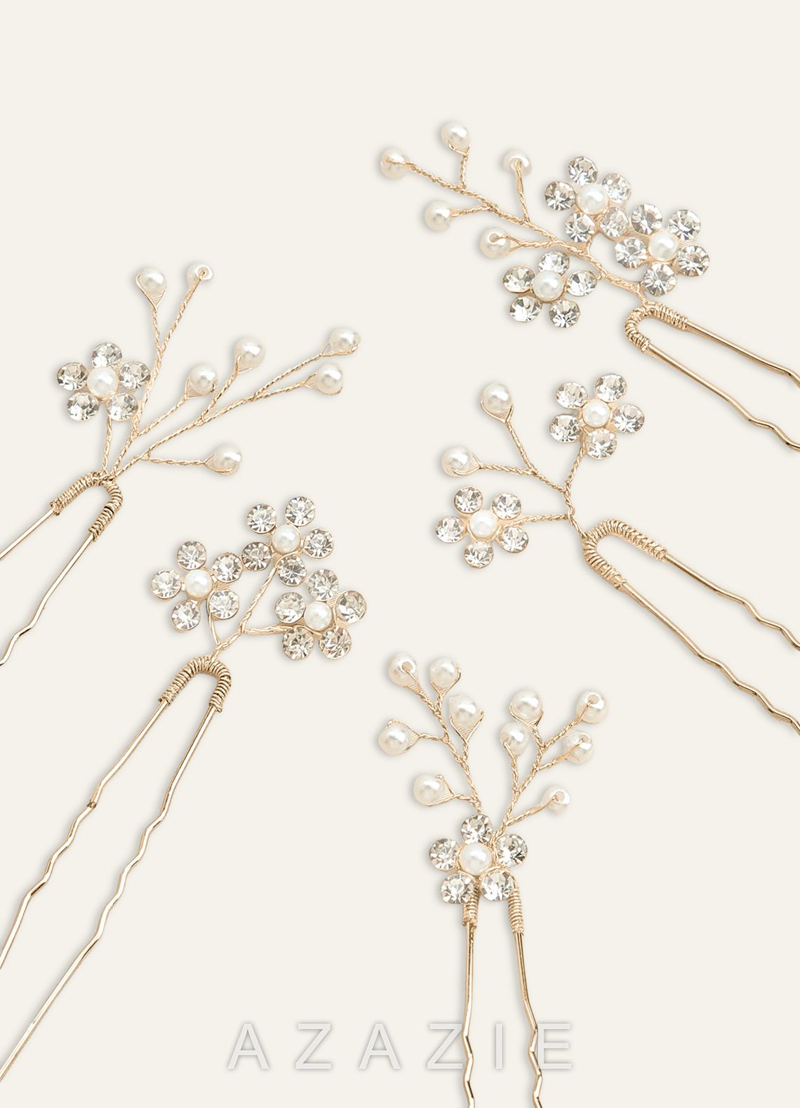 Rhinestone Floral Cluster Hairpin Set