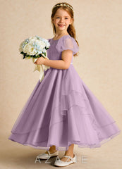 Azazie Duckie Wisteria Ball-Gown Pleated Tulle Dress wisteria
