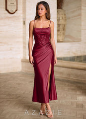 Viviannella Burgundy Sequin Embroidery Stretch Satin Wedding Guest