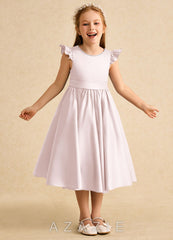 Azazie Dumpling Blushing Pink A-Line Bow Matte Satin Dress blushing_pink