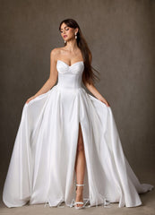 Azazie Constantina Diamond White A-Line Strapless Satin Dress